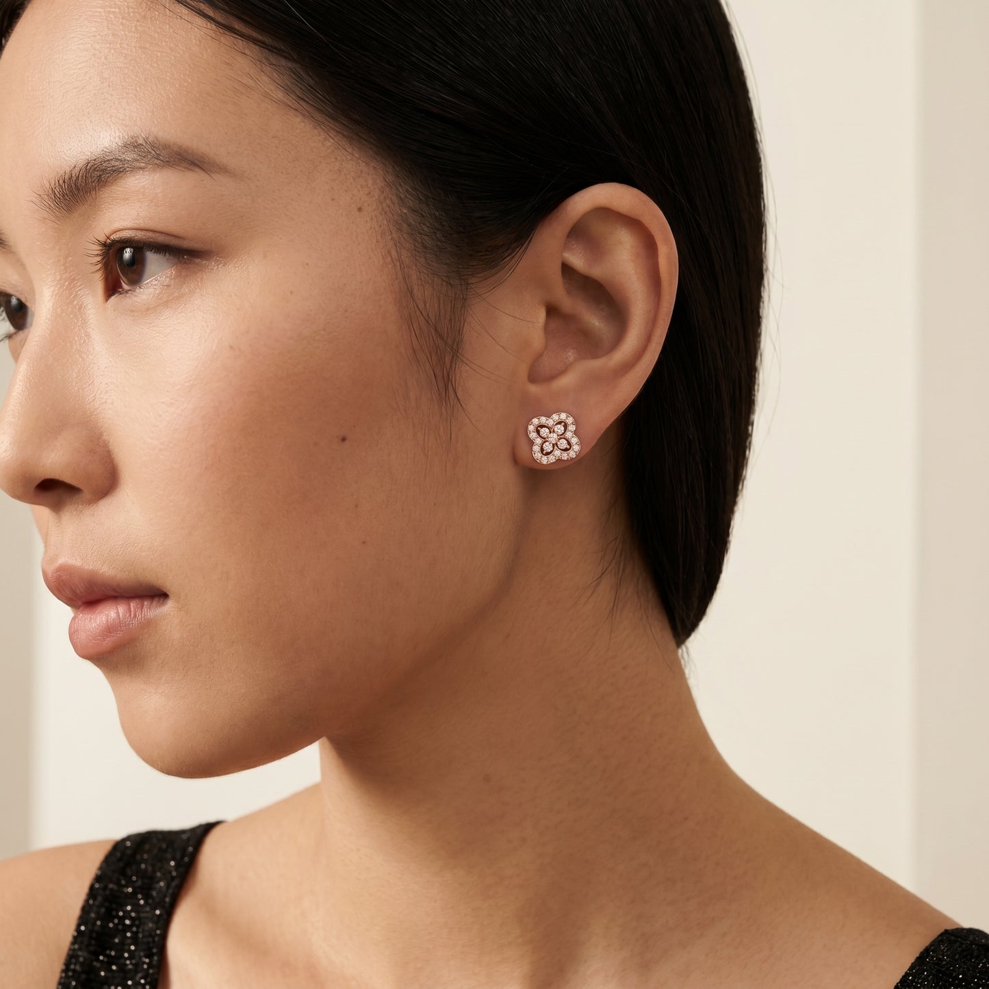 Round Cut Lab Grown Diamond Stud Earrings in Rose Gold