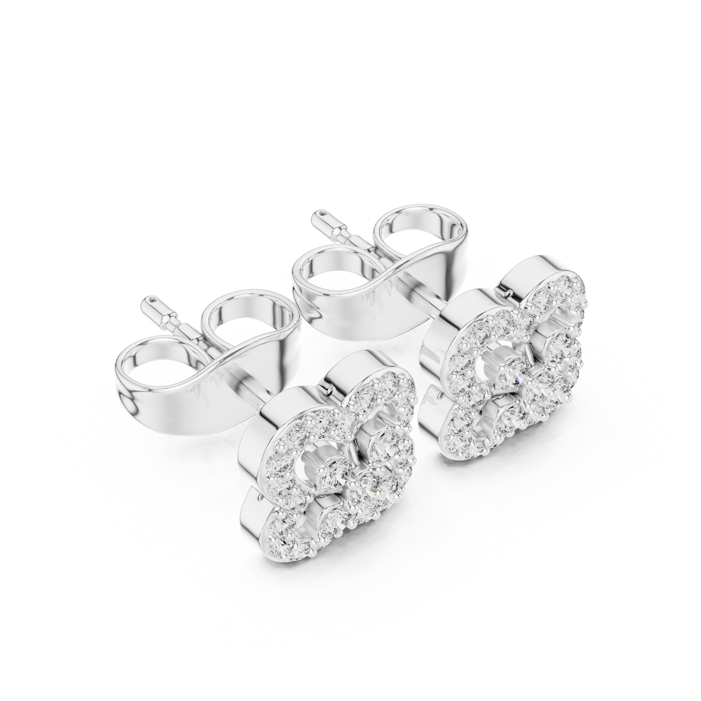 Round Cut Lab Grown Diamond Stud Earrings in White Gold