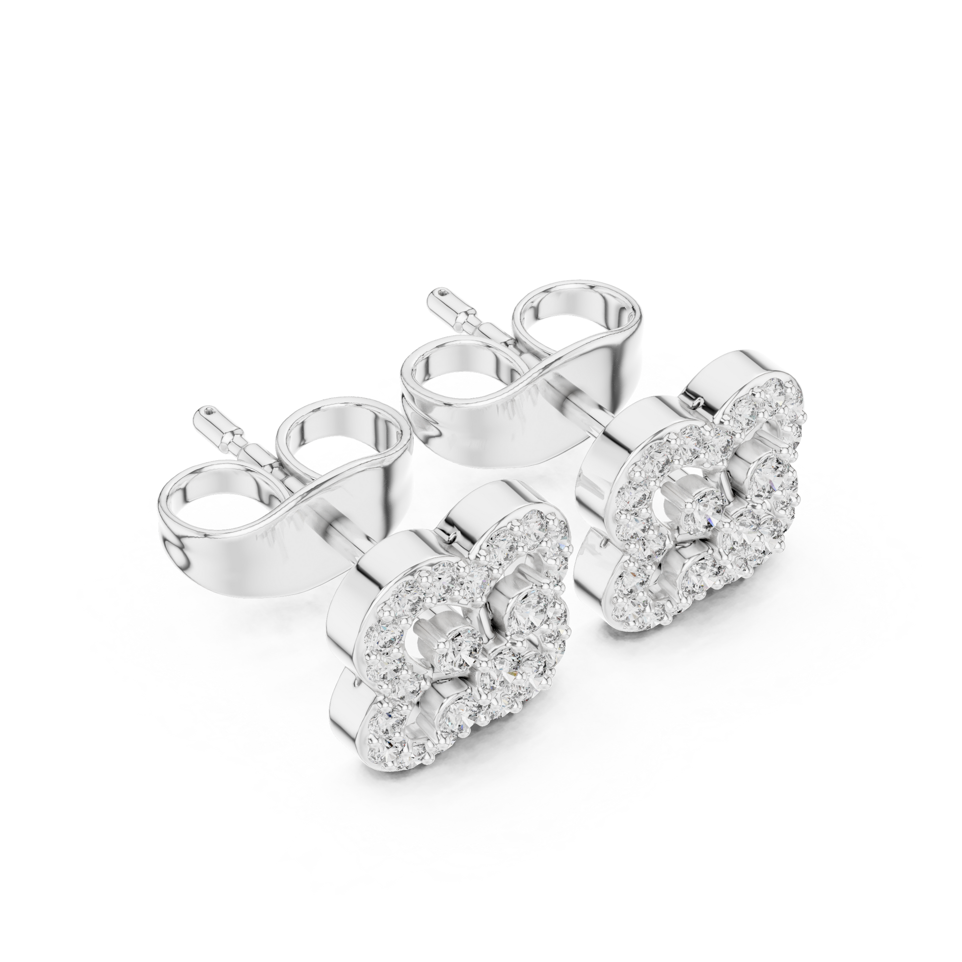 Round Cut Lab Grown Diamond Stud Earrings in Platinum