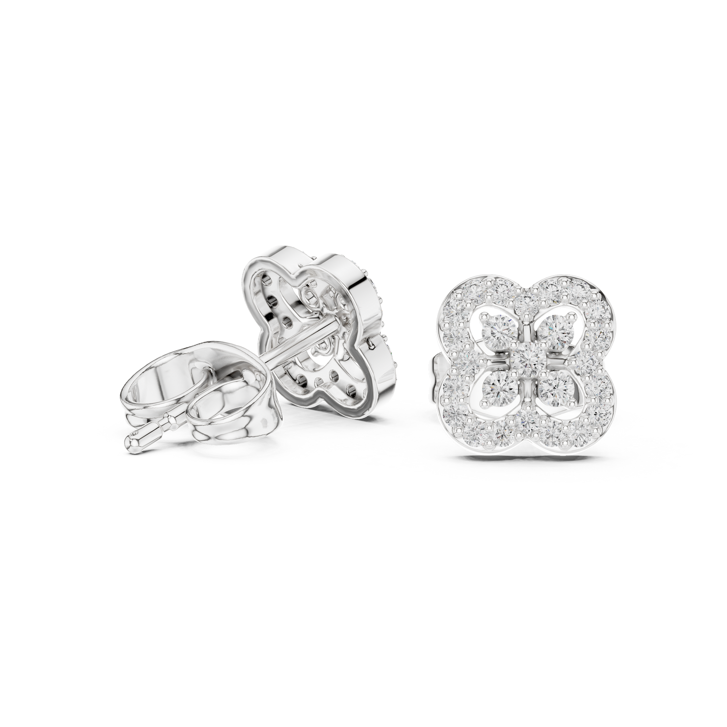 Round Cut Lab Grown Diamond Stud Earrings in White Gold