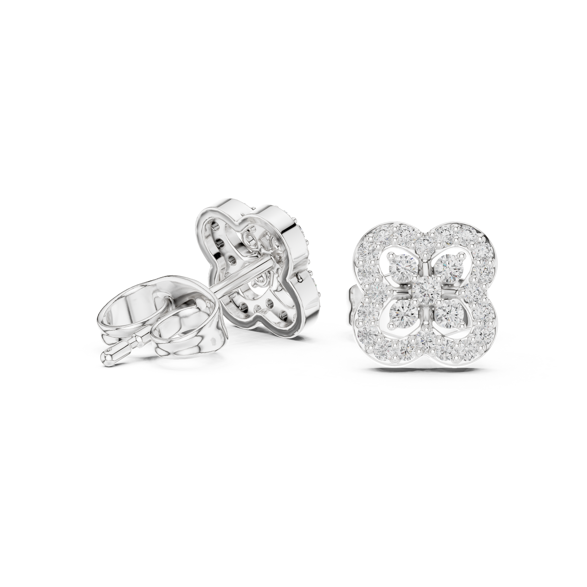 Round Cut Lab Grown Diamond Stud Earrings in White Gold