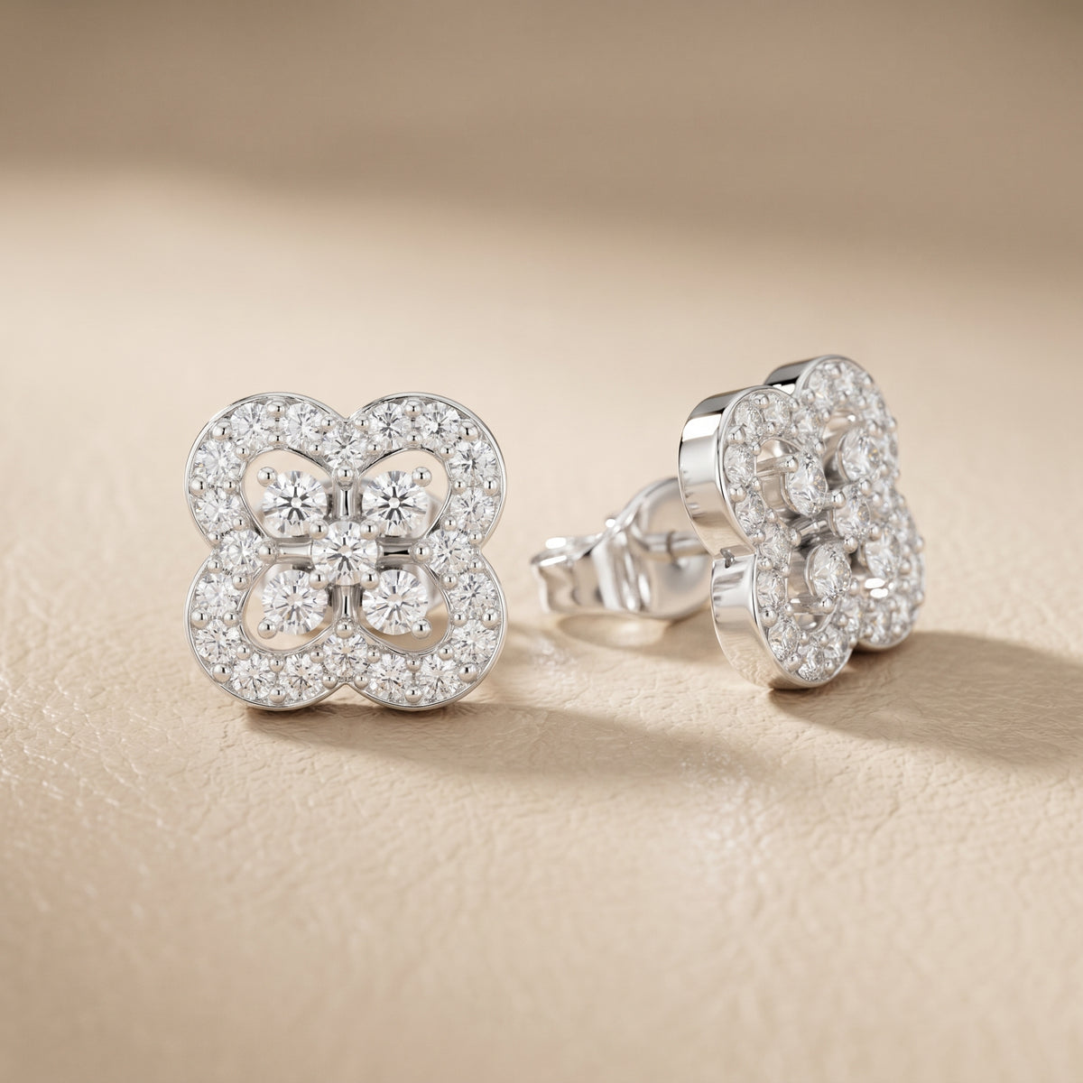 Round Cut Lab Grown Diamond Stud Earrings in White Gold