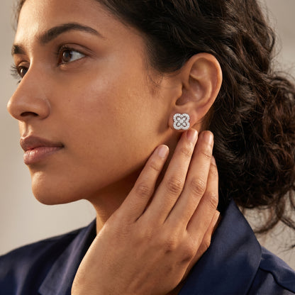 Round Cut Lab Grown Diamond Stud Earrings in Platinum