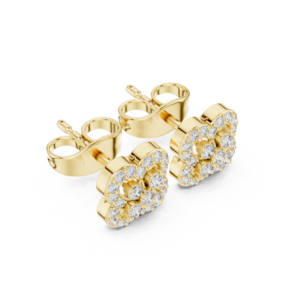 Round Cut Lab Grown Diamond Stud Earrings in Yellow Gold