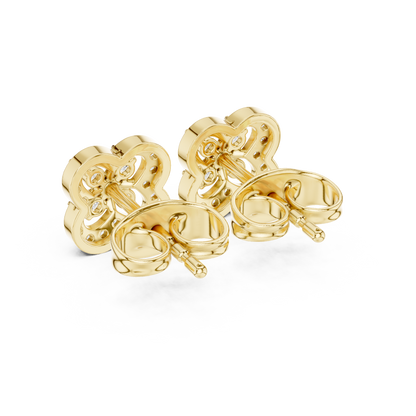 Round Cut Lab Grown Diamond Stud Earrings in Yellow Gold
