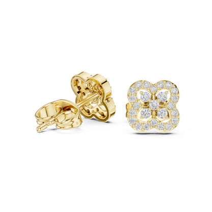 Round Cut Lab Grown Diamond Stud Earrings in Yellow Gold