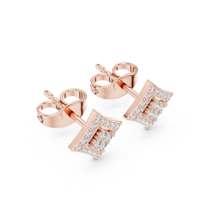 Round Cut Lab Grown Diamond Stud Earrings in Rose Gold