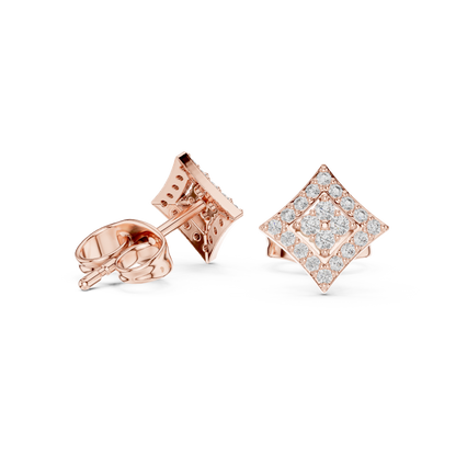 Round Cut Lab Grown Diamond Stud Earrings in Rose Gold