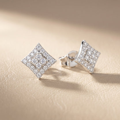 Round Cut Lab Grown Diamond Stud Earrings in White Gold