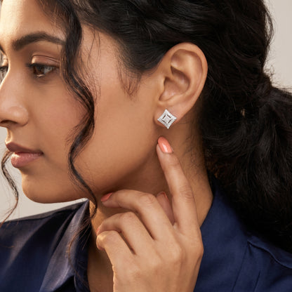 Round Cut Lab Grown Diamond Stud Earrings in White Gold