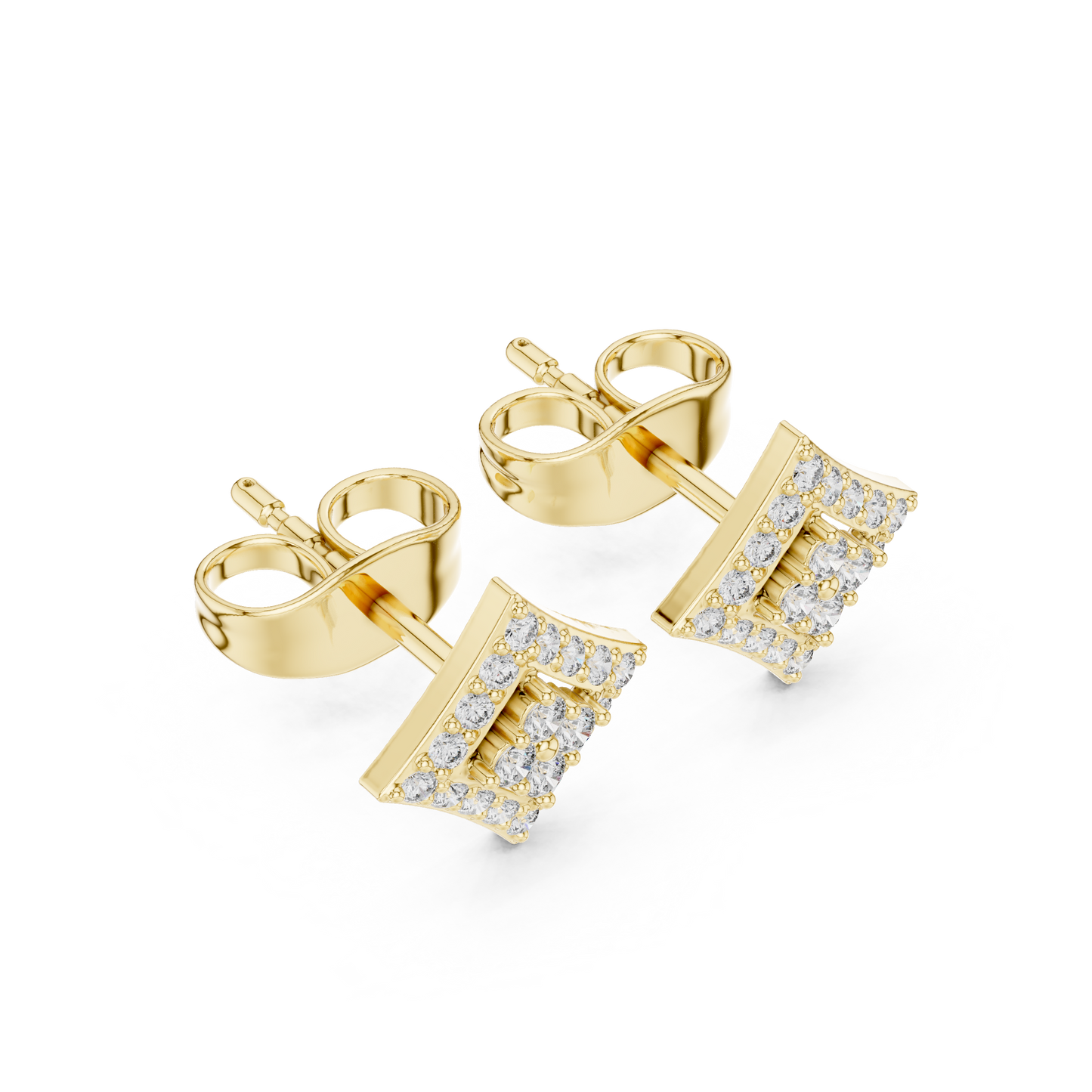 Round Cut Lab Grown Diamond Stud Earrings in Yellow Gold