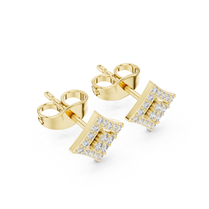 Round Cut Lab Grown Diamond Stud Earrings in Yellow Gold