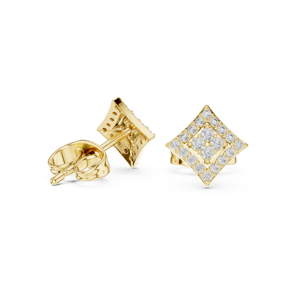 Round Cut Lab Grown Diamond Stud Earrings in Yellow Gold
