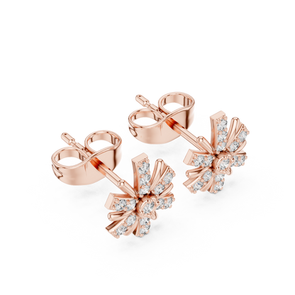 Round Cut Lab Grown Diamond Stud Earrings in Rose Gold