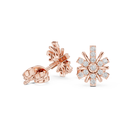 Round Cut Lab Grown Diamond Stud Earrings in Rose Gold