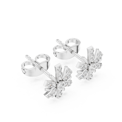 Round Cut Lab Grown Diamond Stud Earrings in Silver