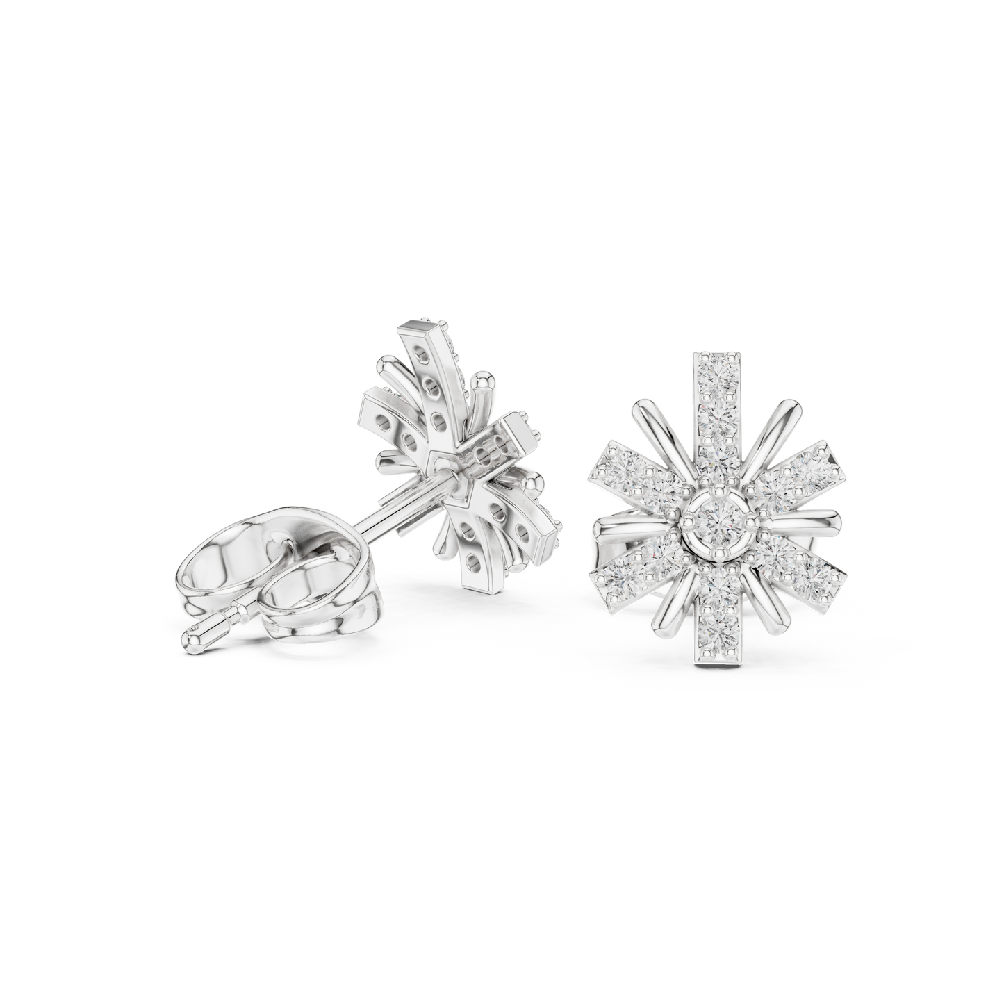 Round Cut Lab Grown Diamond Stud Earrings in Silver