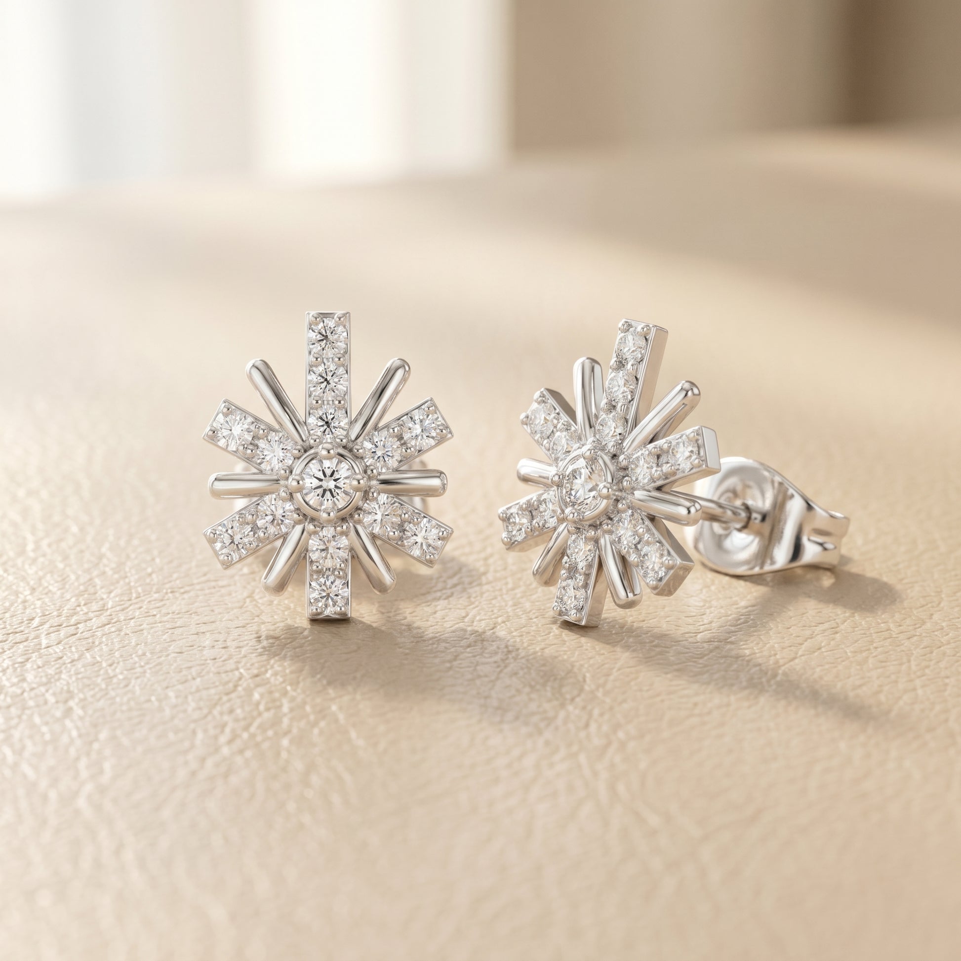 Round Cut Lab Grown Diamond Stud Earrings in Platinum