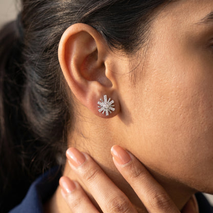 Round Cut Lab Grown Diamond Stud Earrings in Platinum
