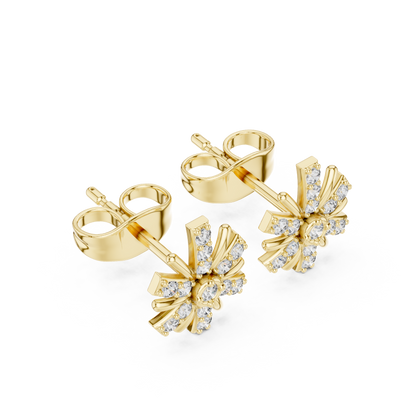Round Cut Lab Grown Diamond Stud Earrings in Yellow Gold