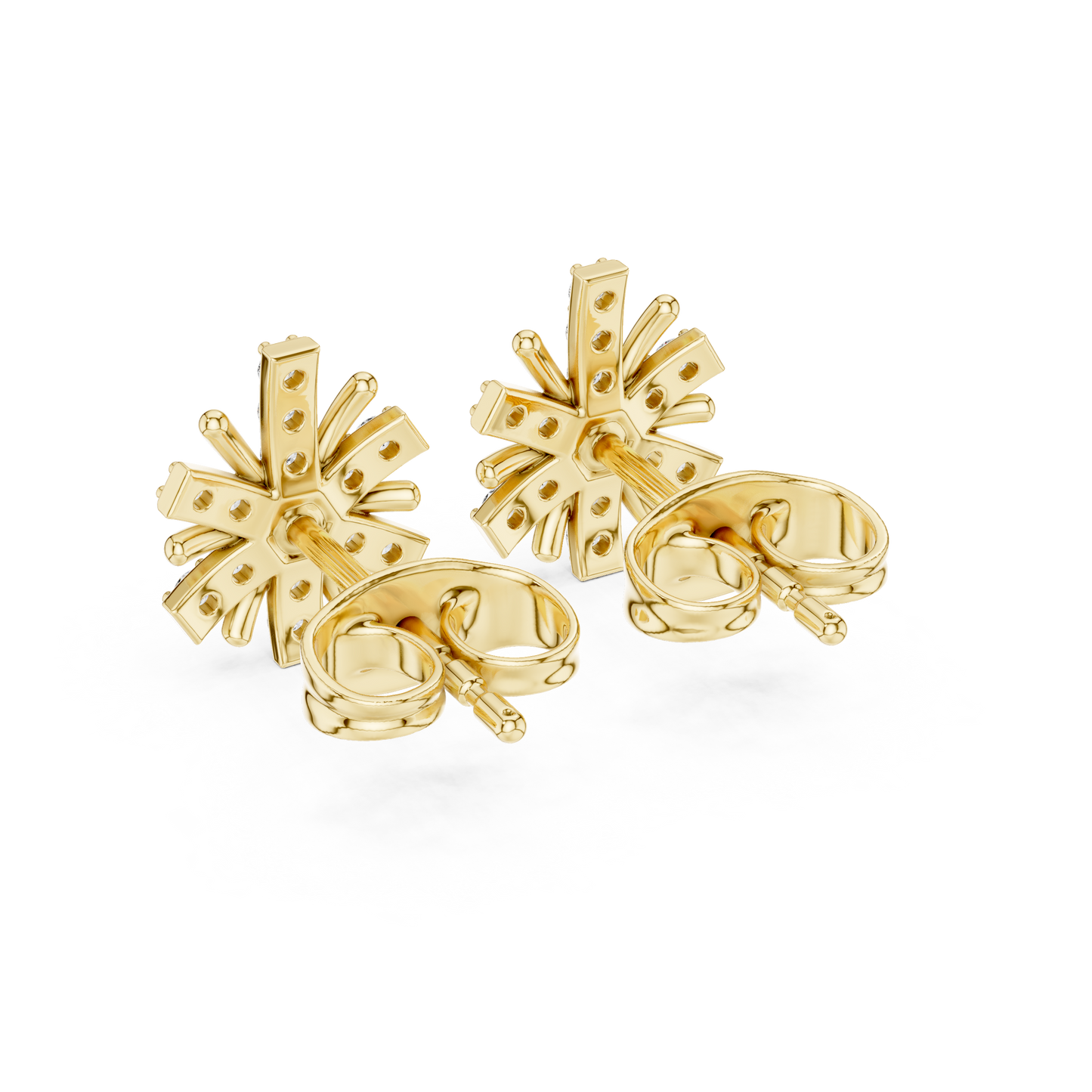 Round Cut Lab Grown Diamond Stud Earrings in Yellow Gold