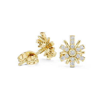 Round Cut Lab Grown Diamond Stud Earrings in Yellow Gold