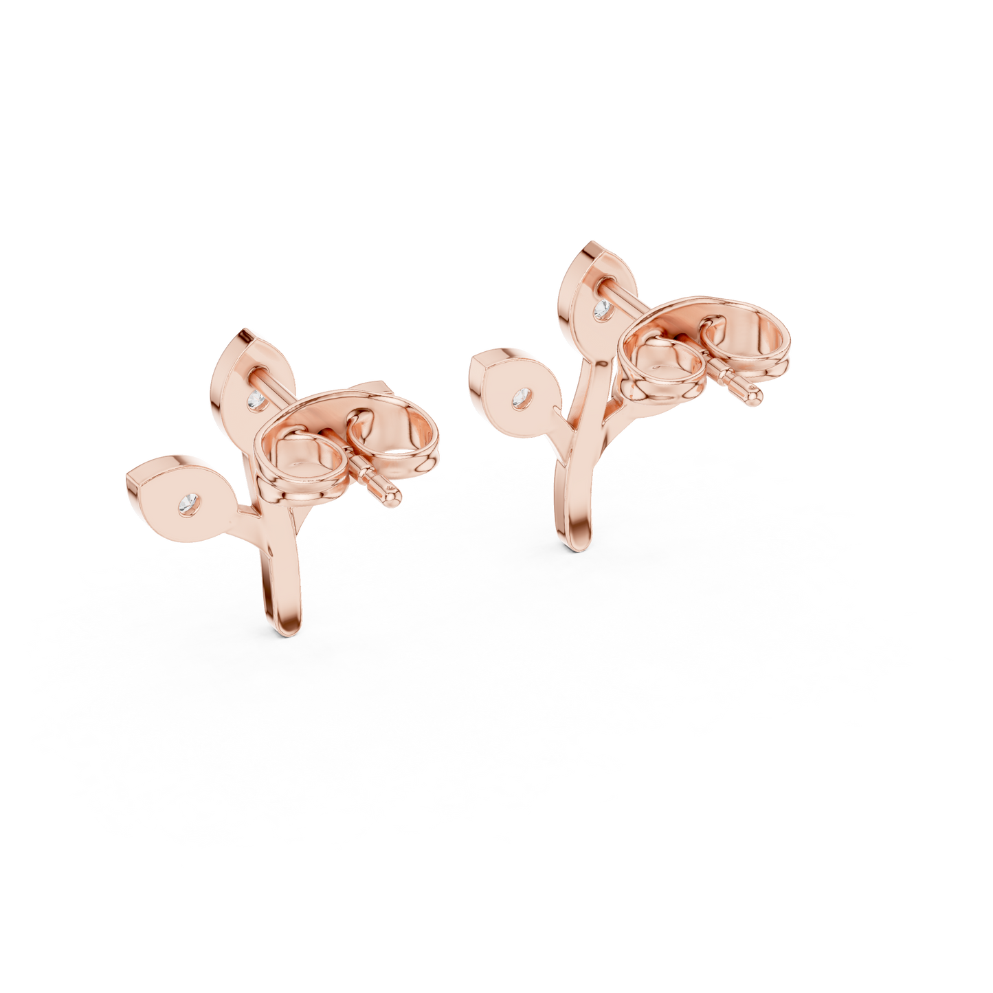 Round Cut Lab Grown Diamond Stud Earrings in Rose Gold
