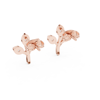 Round Cut Lab Grown Diamond Stud Earrings in Rose Gold