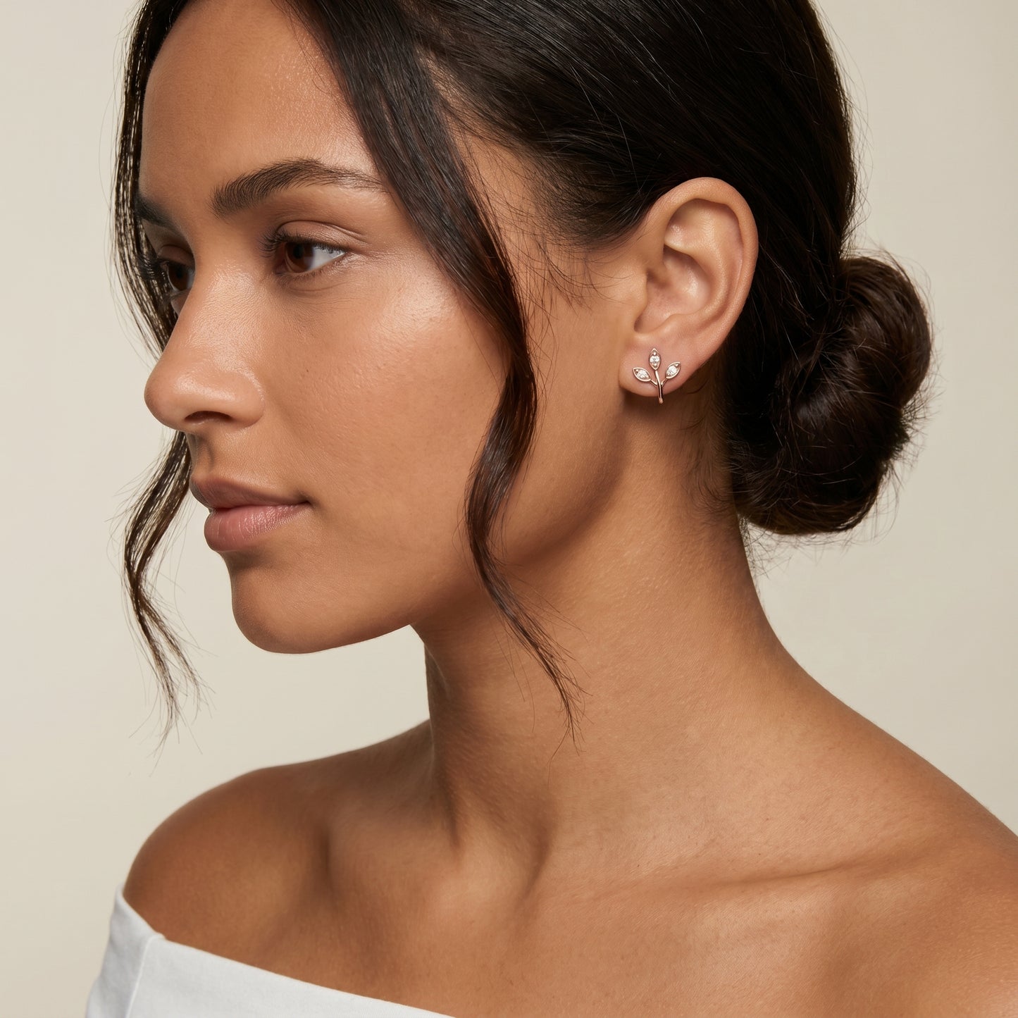 Round Cut Lab Grown Diamond Stud Earrings in Rose Gold