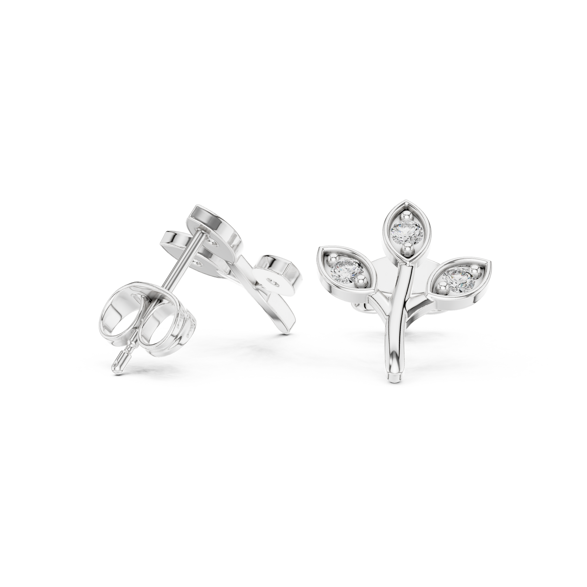 Round Cut Lab Grown Diamond Stud Earrings in White Gold