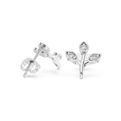 Round Cut Lab Grown Diamond Stud Earrings in White Gold