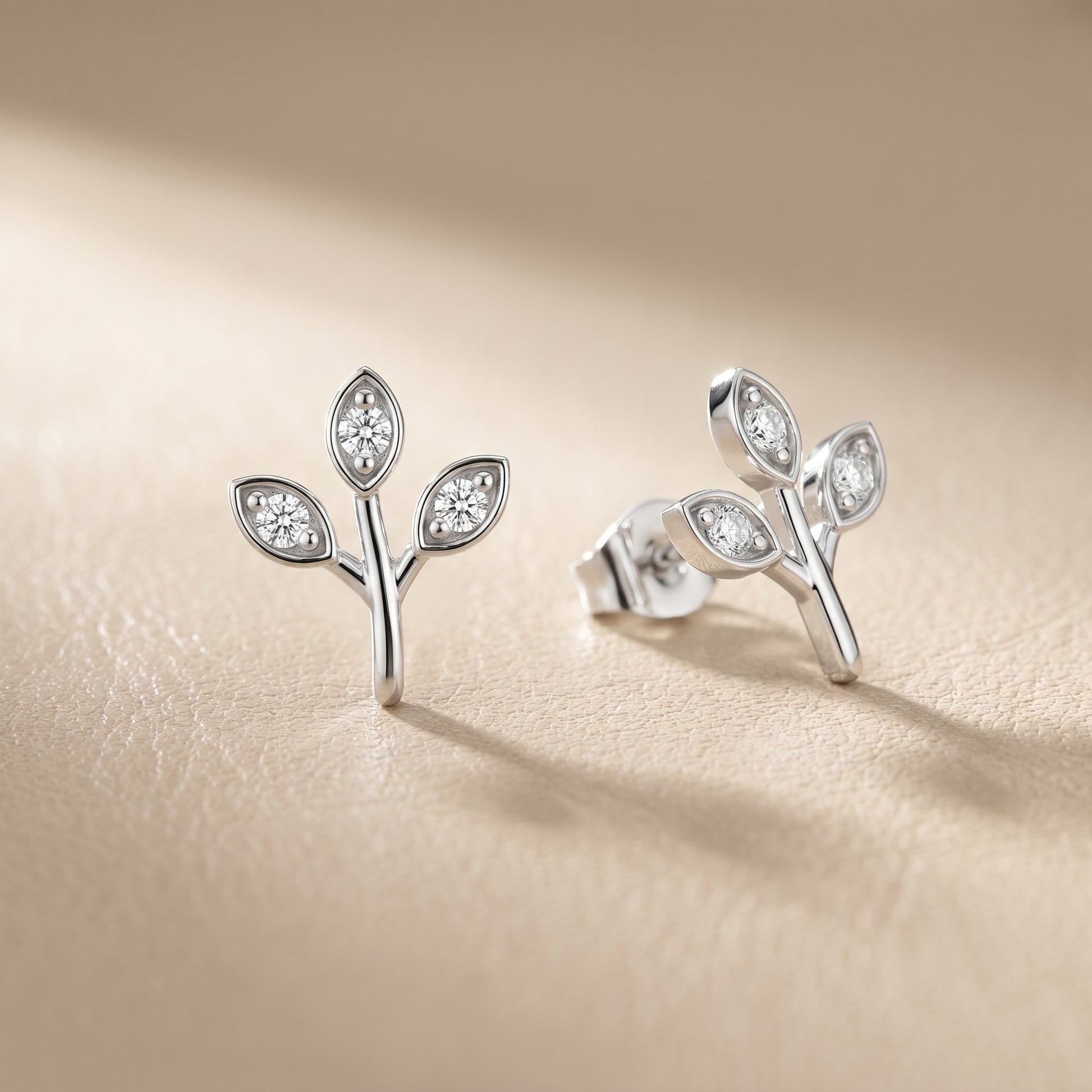 Round Cut Lab Grown Diamond Stud Earrings in Silver
