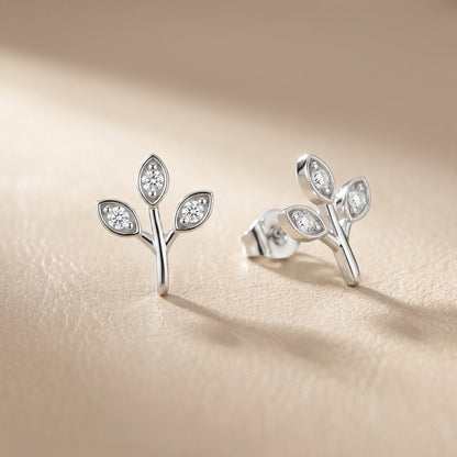 Round Cut Lab Grown Diamond Stud Earrings in Silver