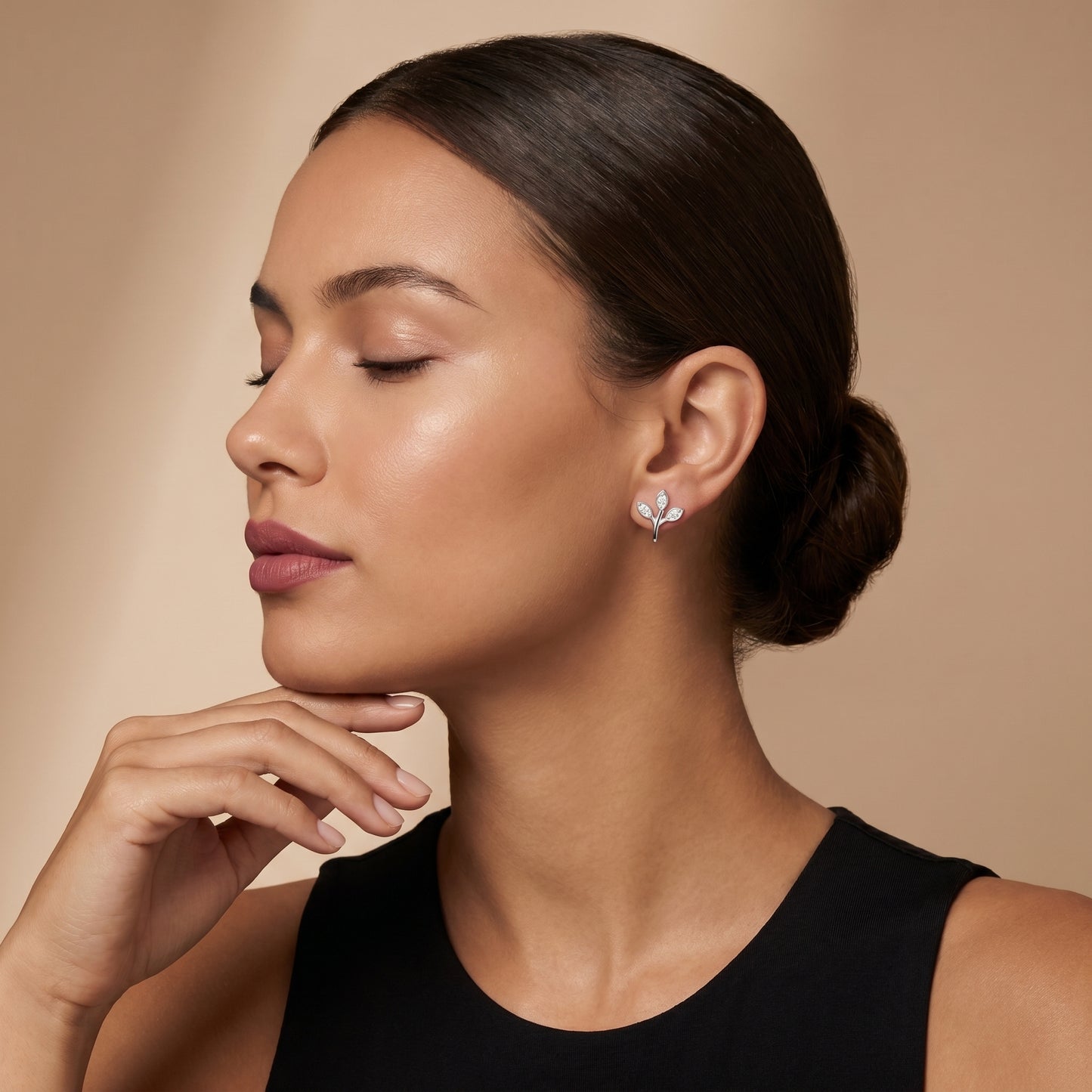 Round Cut Lab Grown Diamond Stud Earrings in Platinum