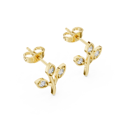 Round Cut Lab Grown Diamond Stud Earrings in Yellow Gold