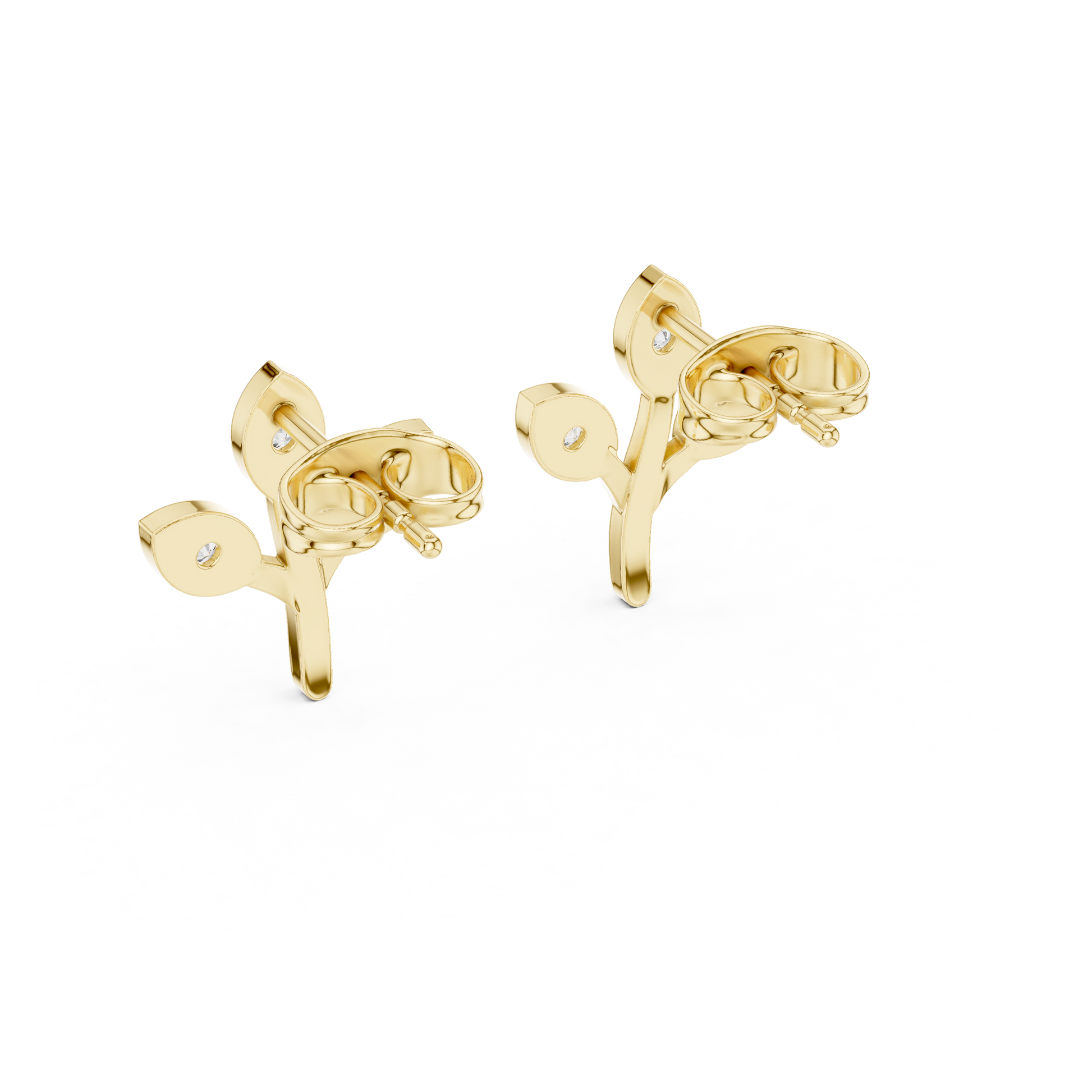 Round Cut Lab Grown Diamond Stud Earrings in Yellow Gold