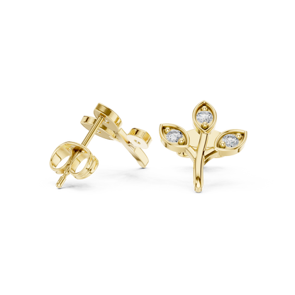 Round Cut Lab Grown Diamond Stud Earrings in Yellow Gold