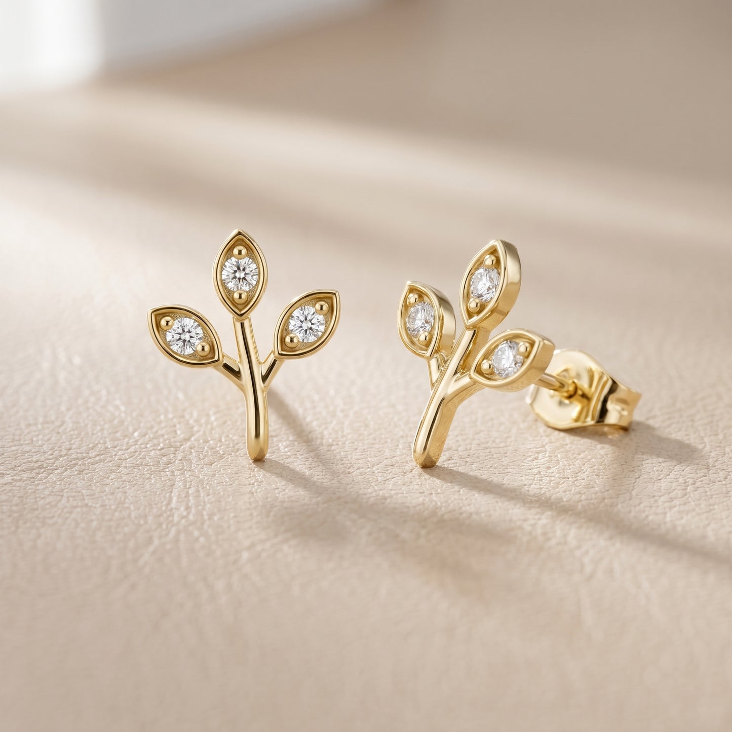 Round Cut Lab Grown Diamond Stud Earrings in Yellow Gold