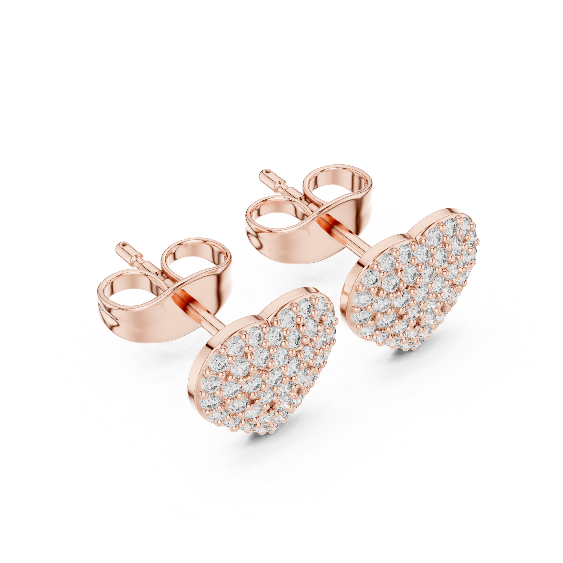 Round Cut Lab Grown Diamond Stud Earrings in Rose Gold