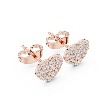 Round Cut Lab Grown Diamond Stud Earrings in Rose Gold
