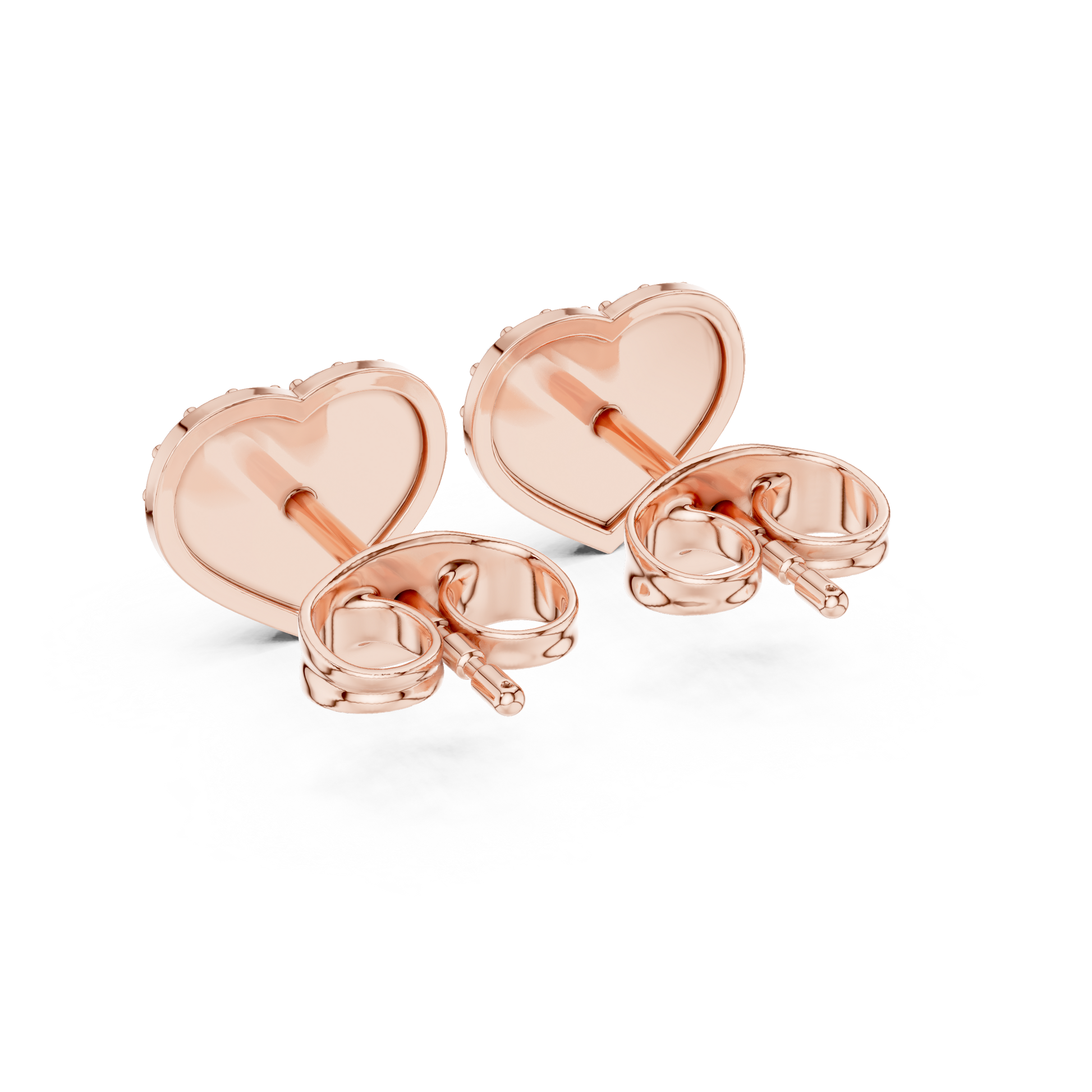 Round Cut Lab Grown Diamond Stud Earrings in Rose Gold