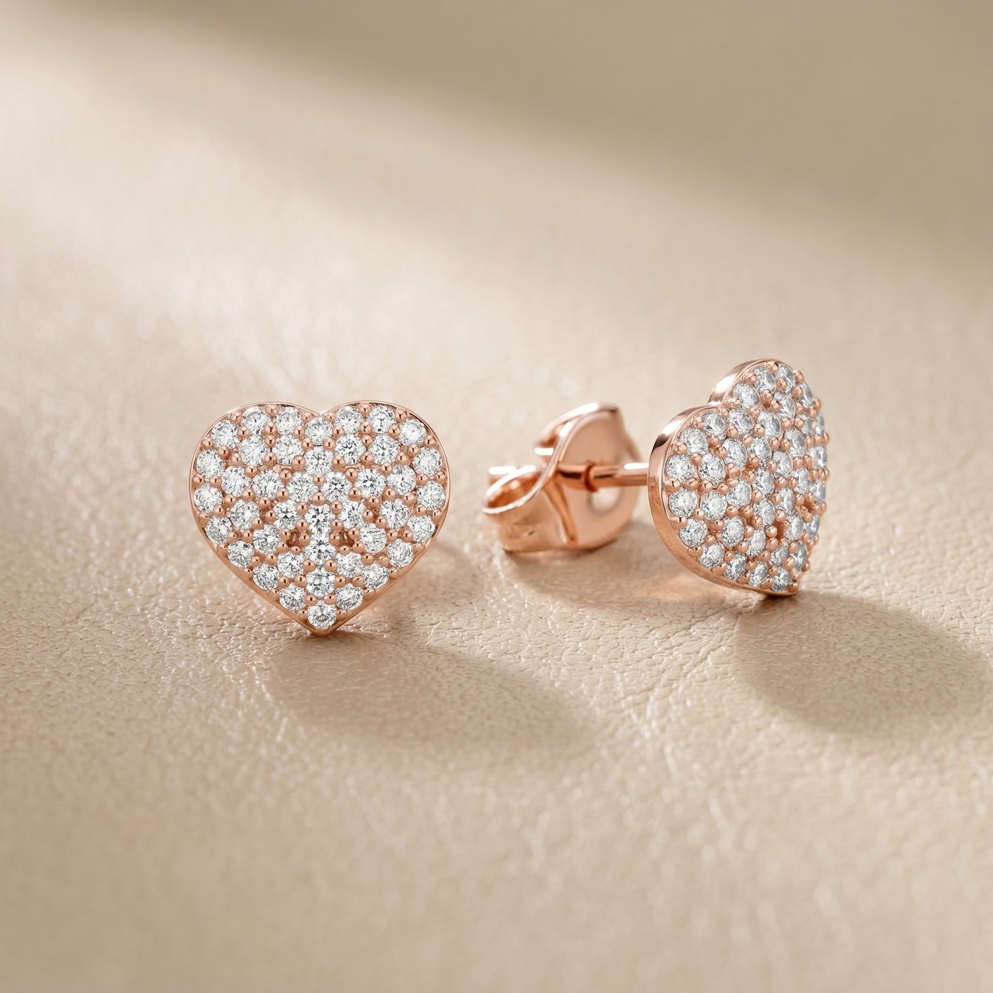 Round Cut Lab Grown Diamond Stud Earrings in Rose Gold