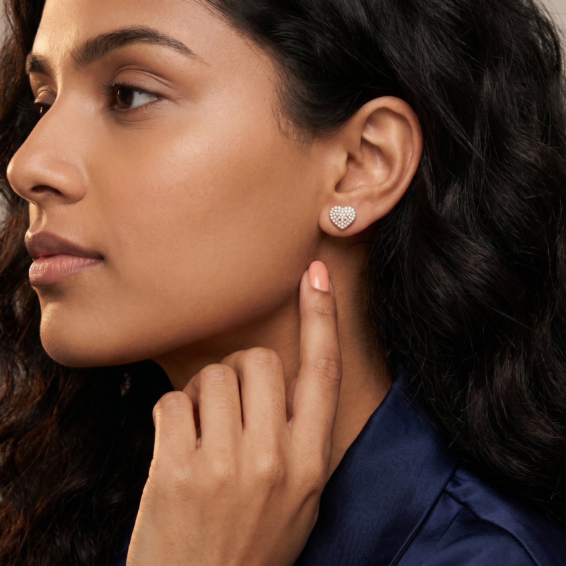 Round Cut Lab Grown Diamond Stud Earrings in Rose Gold