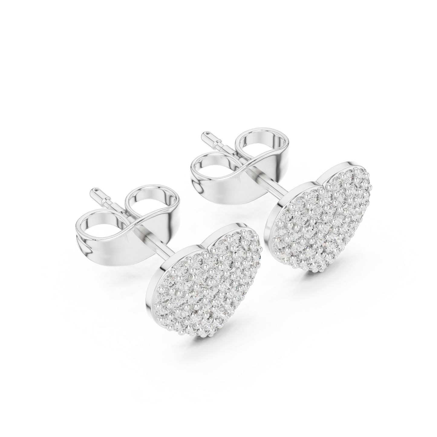 Round Cut Lab Grown Diamond Stud Earrings in Silver