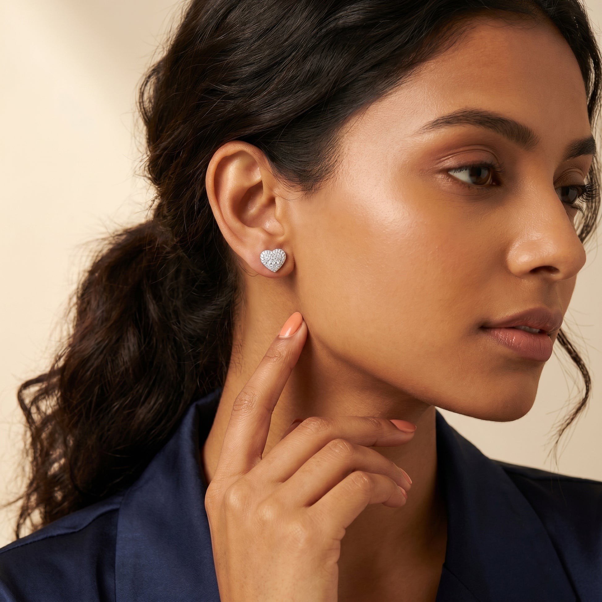 Round Cut Lab Grown Diamond Stud Earrings in White Gold