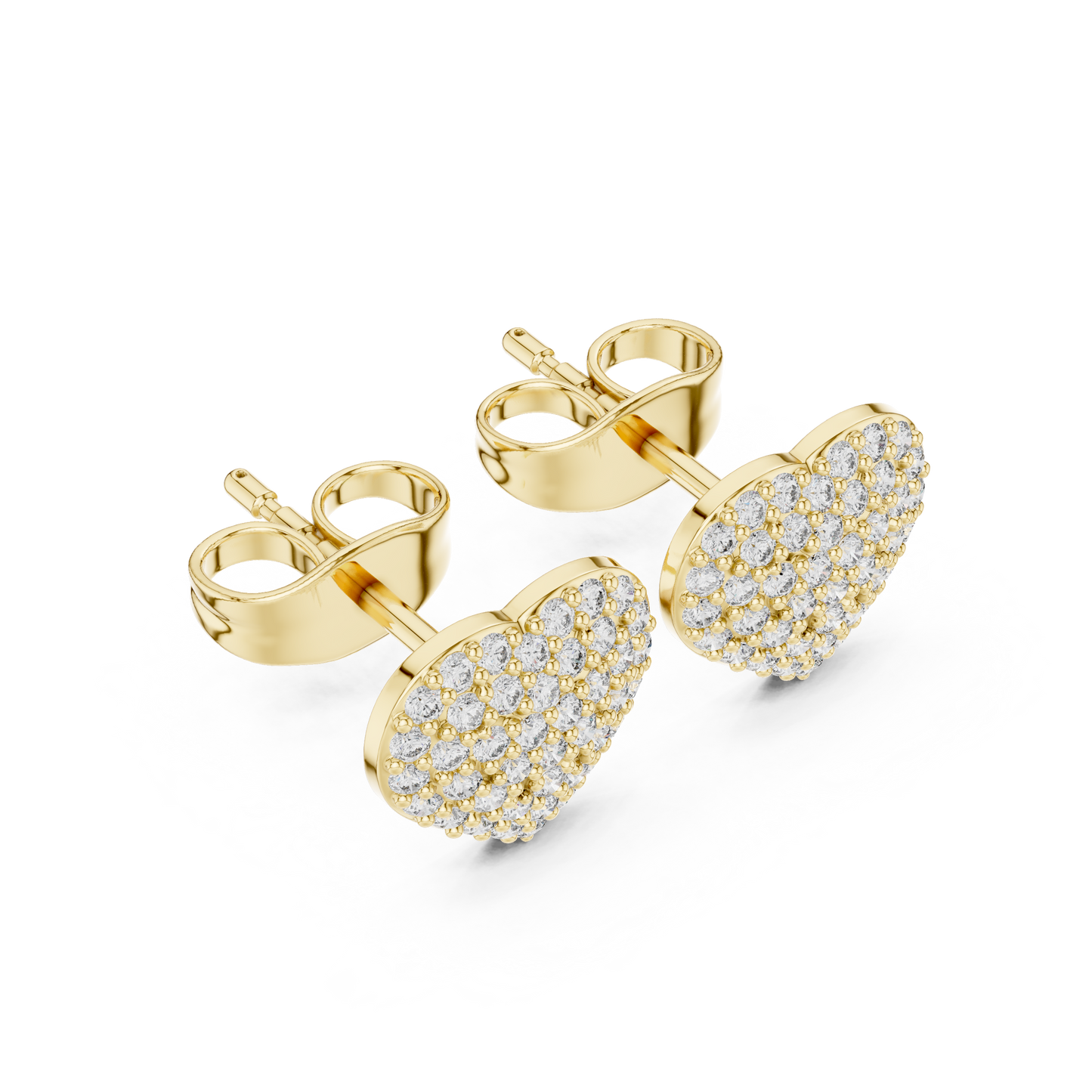Round Cut Lab Grown Diamond Stud Earrings in Yellow Gold