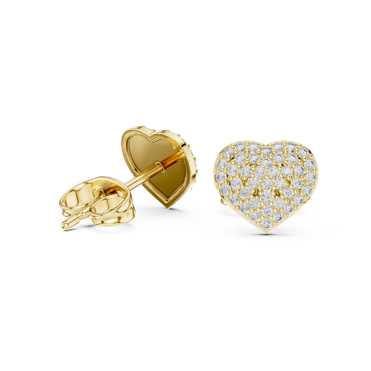 Round Cut Lab Grown Diamond Stud Earrings in Yellow Gold