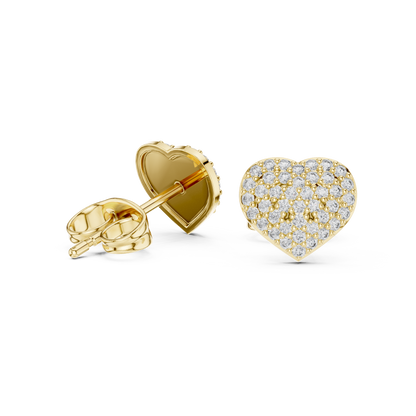 Round Cut Lab Grown Diamond Stud Earrings in Yellow Gold