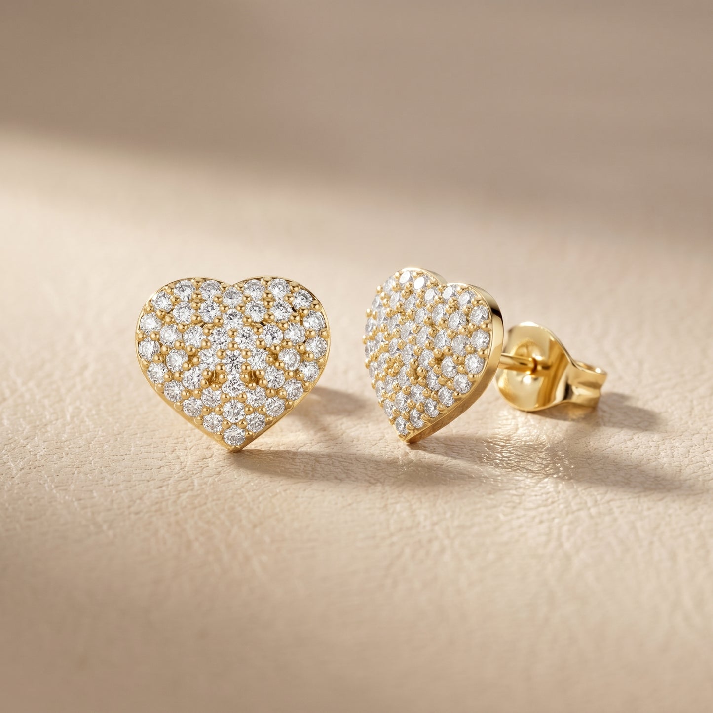 Round Cut Lab Grown Diamond Stud Earrings in Yellow Gold