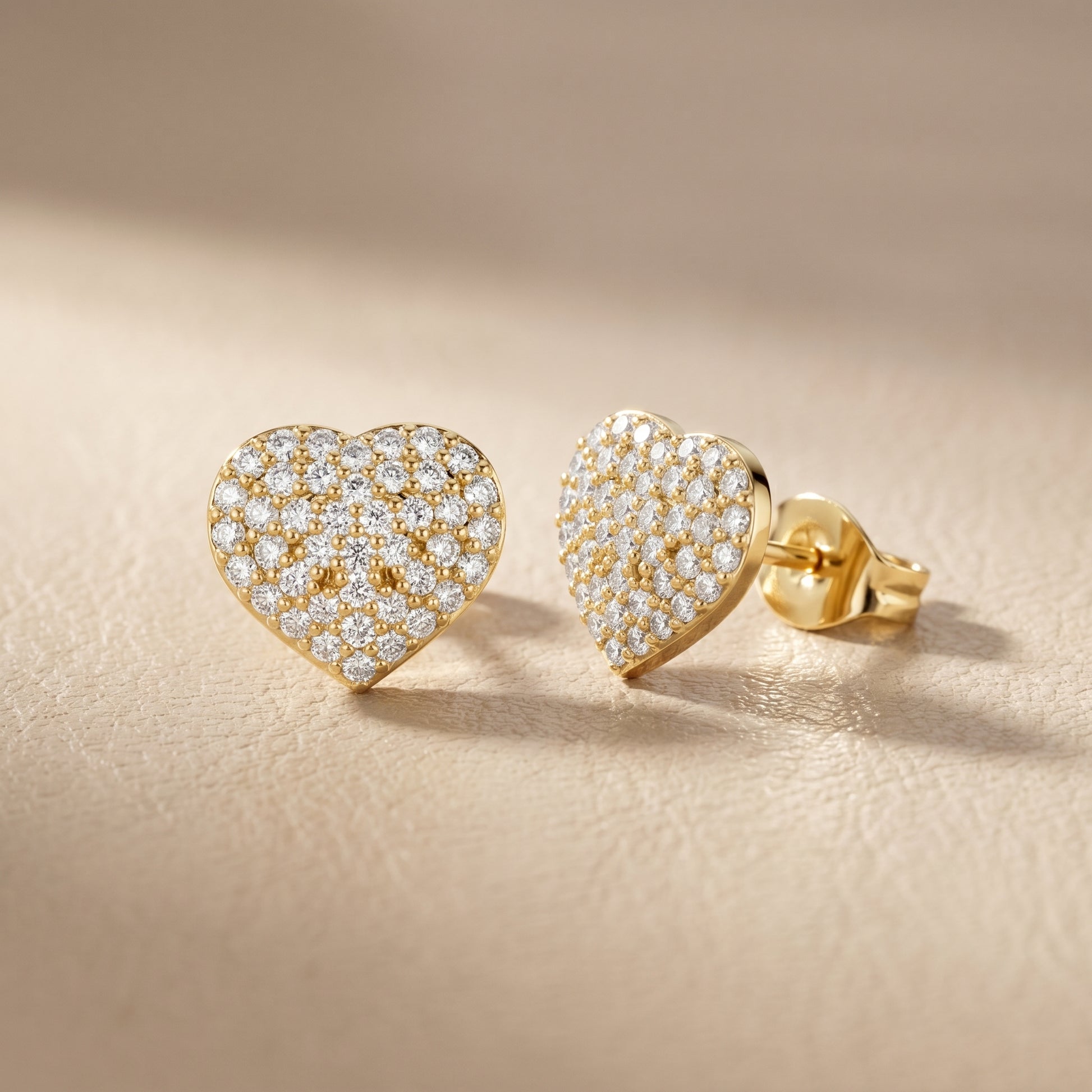 Round Cut Lab Grown Diamond Stud Earrings in Yellow Gold